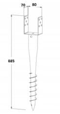 DOMAX Základna pólu kotevní šroub ocel 80x685mm šnek