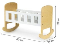 EcoToys Dřevěná kolébka pro panenky bílá, ESC-W-0195