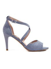 Amiatex Komfortní modré sandály dámské na jehlovém podpatku + Ponožky Gatta Calzino Strech, odstíny modré, 39