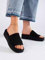 Amiatex Trendy nazouváky dámské černé na klínku + Ponožky Gatta Calzino Strech, černé, 38
