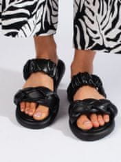 Amiatex Trendy černé dámské nazouváky bez podpatku + Ponožky Gatta Calzino Strech, černé, 41