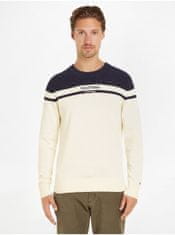 Tommy Hilfiger Krémový pánský svetr Tommy Hilfiger Colorblock Graphic S