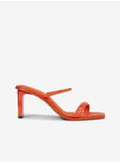 Calvin Klein Oranžové dámské kožené pantofle na podpatku Calvin Klein Heel Mule 37