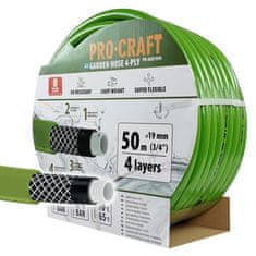 Procraft Zelená zahradní hadice Procraft PR-4GH1950 4 vrstvy, 3/4" 50 m