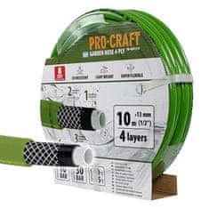 Procraft Zelená zahradní hadice Procraft PR-4GH1310 4 vrstvy, 1/2" 10 m