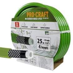 Procraft Zelená zahradní hadice Procraft PR-4GH1925 4 vrstvy, 3/4" 25 m