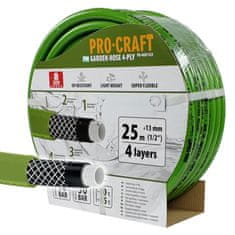 Procraft Zelená zahradní hadice Procraft PR-4GH1325 4 vrstvy, 1/2" 25 m