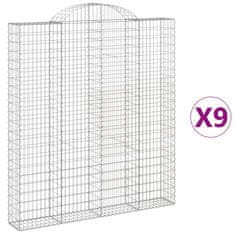 Vidaxl Klenuté gabionové koše 9 ks 200x30x220/240cm pozinkované železo