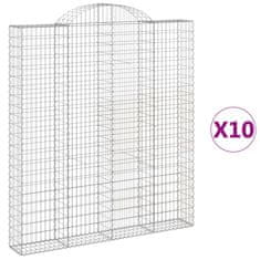 Vidaxl Klenuté gabionové koše 10ks 200x30x220/240cm pozinkované železo