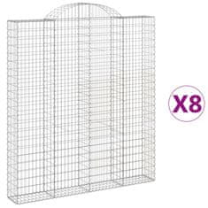 Vidaxl Klenuté gabionové koše 8 ks 200x30x220/240cm pozinkované železo