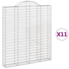 Vidaxl Klenuté gabionové koše 11ks 200x30x220/240cm pozinkované železo