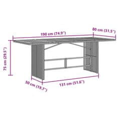 Vidaxl Zahradní stůl s akáciovou deskou černý 190x80x75 cm polyratan