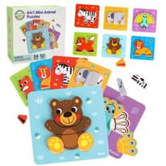 WOOPIE WOOPIE GREEN Dřevěné puzzle Montessori zvířecí kostky FSC