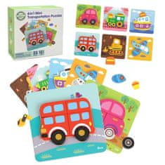 WOOPIE WOOPIE GREEN Dřevěné puzzle Montessori vozidla FSC