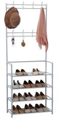 LEBULA Herzberg Segmented Hallstand Clothes Hanger with 4 Shelves Shoe Rack - 60x155cm