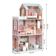 LEBULA Velký domeček pro panenky Barbie se sadou nábytku ECOTOYS