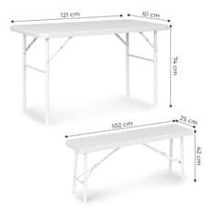 OEM Cateringová sada židlí 120 cm 2 lavice banketová sada - BÍLÁ