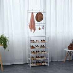 LEBULA Herzberg Segmented Hallstand Clothes Hanger with 5 Shelves Shoe Rack - 80x173cm
