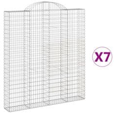 Vidaxl Klenuté gabionové koše 7 ks 200x30x220/240cm pozinkované železo