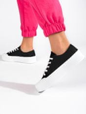 Amiatex Komfortní dámské černé tenisky platforma + Ponožky Gatta Calzino Strech, černé, 40