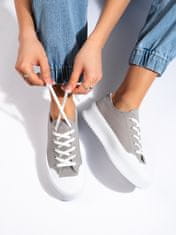 Amiatex Designové dámské šedo-stříbrné tenisky platforma + Ponožky Gatta Calzino Strech, odstíny šedé a stříbrné, 39