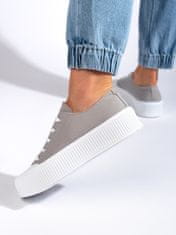 Amiatex Designové dámské šedo-stříbrné tenisky platforma + Ponožky Gatta Calzino Strech, odstíny šedé a stříbrné, 38