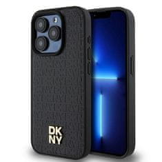 DKNY Originální kryt DKNY Leather Monogram Pattern Metal Logo MagSafe DKHMP15LPSHRPSK for Apple iPhone 15 Pro , barva černá