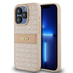 DKNY Originální kryt DKNY Leather Mono Stripe & Metal Logo DKHCP15LPRTHSLP for Apple iPhone 15 Pro , barva růžová