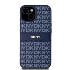 DKNY Originální kryt DKNY Leather Mono Stripe & Metal Logo DKHCP15SPRTHSLB for Apple iPhone 15/14/13 , barva modrá