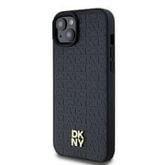 DKNY Originální pouzdro hardcase Leather Pattern Metal Logo MagSafe DKHMP15SPSHRPSK pro iPhone 13-14-15 black