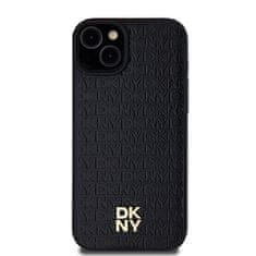 DKNY Originální kryt DKNY Leather Monogram Pattern Metal Logo MagSafe DKHMP15MPSHRPSK for Apple iPhone 15 Plus/14 Plus , barva černá