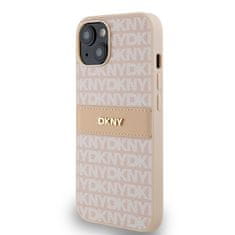 DKNY Originální kryt DKNY Leather Mono Stripe & Metal Logo DKHCP14SPRTHSLP for Apple iPhone 14/15/13 , barva růžová