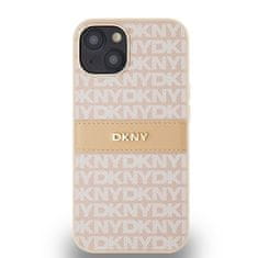 DKNY Originální kryt DKNY Leather Mono Stripe & Metal Logo DKHCP14SPRTHSLP for Apple iPhone 14/15/13 , barva růžová