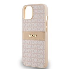 DKNY Originální kryt DKNY Leather Mono Stripe & Metal Logo DKHCP14SPRTHSLP for Apple iPhone 14/15/13 , barva růžová