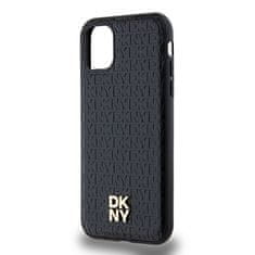 VšeNaMobily.cz Originální kryt DKNY Leather Monogram Pattern Metal Logo MagSafe DKHMN61PSHRPSK for Apple iPhone 11/Xr , barva černá