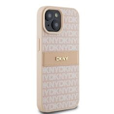 DKNY Originální kryt DKNY Leather Mono Stripe & Metal Logo DKHCP15MPRTHSLP for Apple iPhone 15 Plus/14 Plus , barva růžová