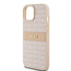 DKNY Originální kryt DKNY Leather Mono Stripe & Metal Logo DKHCP15MPRTHSLP for Apple iPhone 15 Plus/14 Plus , barva růžová