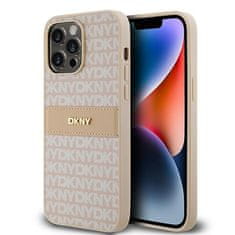 DKNY Originální kryt DKNY Leather Mono Stripe & Metal Logo DKHCP14XPRTHSLP for Apple iPhone 14 Pro Max , barva růžová