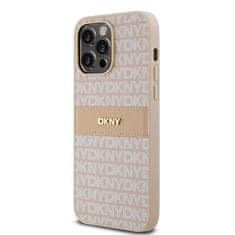 DKNY Originální kryt DKNY Leather Mono Stripe & Metal Logo DKHCP14LPRTHSLP for Apple iPhone 14 Pro , barva růžová