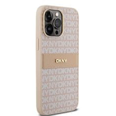 DKNY Originální kryt DKNY Leather Mono Stripe & Metal Logo DKHCP14XPRTHSLP for Apple iPhone 14 Pro Max , barva růžová