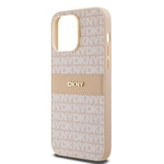 DKNY Originální kryt DKNY Leather Mono Stripe & Metal Logo DKHCP14LPRTHSLP for Apple iPhone 14 Pro , barva růžová