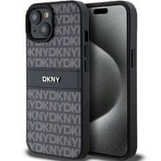 DKNY Originální kryt DKNY Leather Mono Stripe & Metal Logo DKHCP15MPRTHSLK for Apple iPhone 15 Plus/14 Plus , barva černá