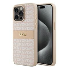 DKNY Originální kryt DKNY Leather Mono Stripe & Metal Logo DKHCP15XPRTHSLP for Apple iPhone 15 Pro Max , barva růžová