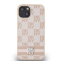 DKNY Originální kryt DKNY Leather Checke, barva červená Mono Pattern & Printed Stripes DKHCP14SPCPTSSP for Apple iPhone 14/15/13 , barva růžová