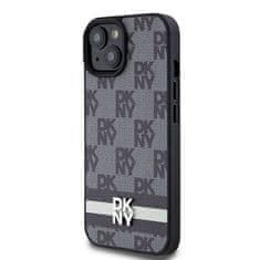 DKNY Originální pouzdro hardcase Leather Checkered Mono Pattern &amp; Printed Stripes DKHCP15SPCPTSSK pro iPhone 13-14-15 black