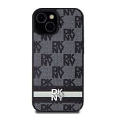 DKNY Originální pouzdro hardcase Leather Checkered Mono Pattern &amp; Printed Stripes DKHCP15SPCPTSSK pro iPhone 13-14-15 black
