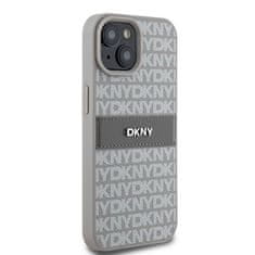 DKNY Originální kryt DKNY Leather Mono Stripe & Metal Logo DKHCP15MPRTHSLE for Apple iPhone 15 Plus/14 Plus beige