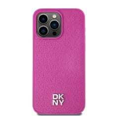 DKNY Originální kryt DKNYLeather Monogram Pattern Metal Logo MagSafe DKHMP15XPSHRPSP for Apple iPhone 15 Pro Max , barva růžová