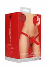 Shots Toys Shots Double Silicone Strap-on Adjustable red dvojitý připínací penis