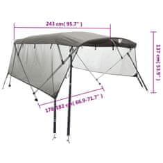 Vidaxl Bimini stříška se 4 oblouky a bočnicemi 243x(170–182)x137 cm